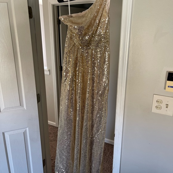 Champagne Sequin Bridesmaid Dress - Picture 3 of 7